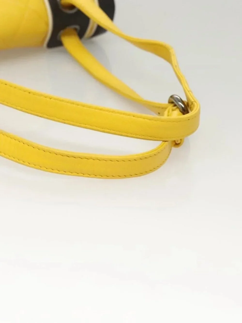 CHANEL Matelasse 2.55 Shoulder Bag Lamb Skin Yellow Silver CC Auth bs25489